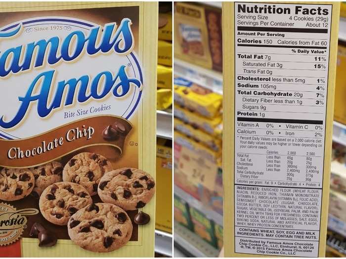 Famous Amos: 2.25 g per cookie