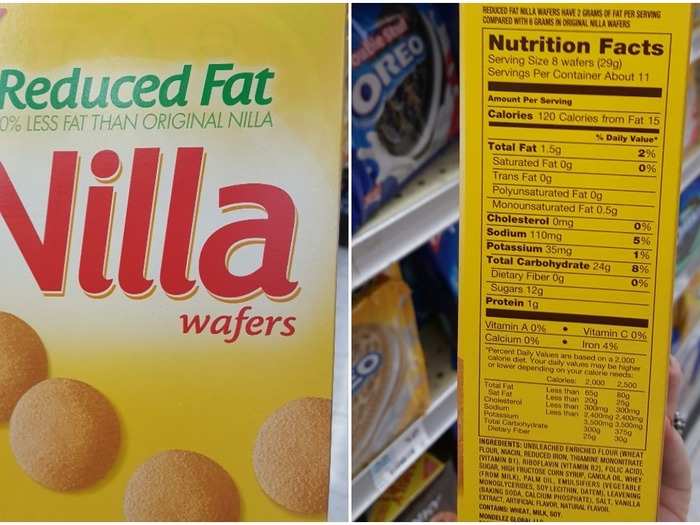 Reduced Fat Nilla Wafers: 1.5 g per cookie