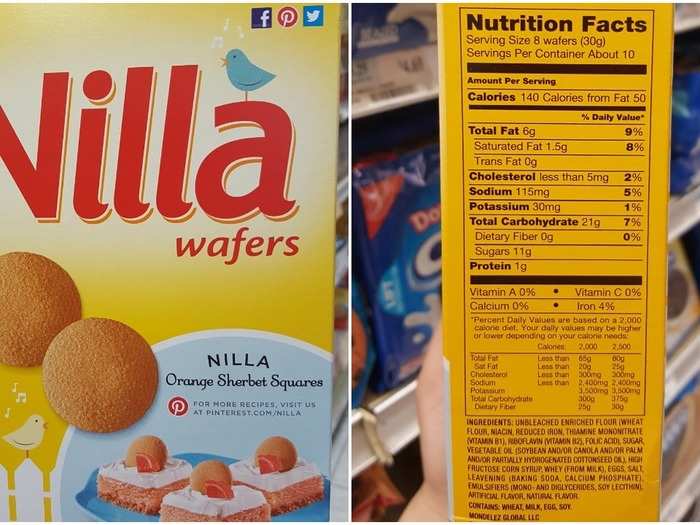 Nilla Wafers: 1.38 g per cookie