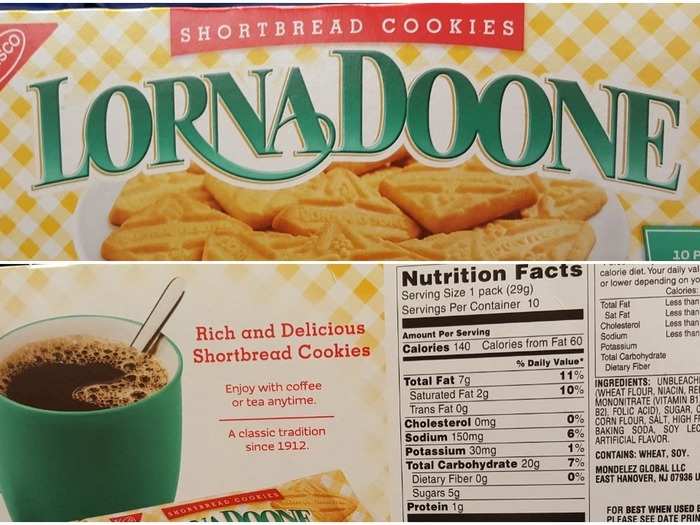 Lorna Doone: 1.25 g per cookie