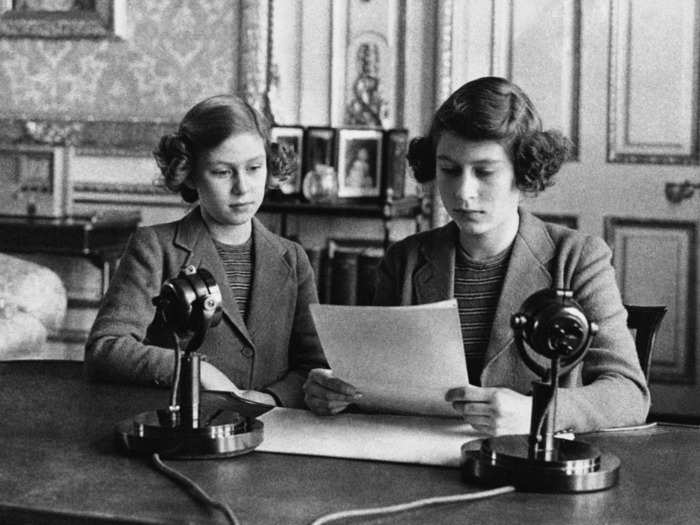 1940: A year after the beginning of the Second World War, a 14-year-old Elizabeth sent out her first ever radio broadcast. She addressed the children of the Commonwealth, most of whom had been evacuated and were away from their families. She told them to remember that when peace comes, "it will be for us children of today to make the world of tomorrow a better and happier place."