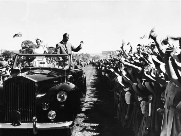 1963: While down under in 1963, the royal couple visited Adelaide, South Australia, where they were greeted by around 90,000 schoolchildren, some of whom had travelled hundreds of miles to catch a glimpse of the queen and her husband.