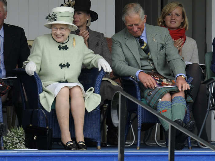 2010: This hilarious photo did the rounds in 2010. Something obviously tickled The queen and her son, Prince Charles, as they laugh uncontrollably at the Braemar Gathering. The sporting event is known colloquially as "The Games" and attracts visitors from around the world to the small village.