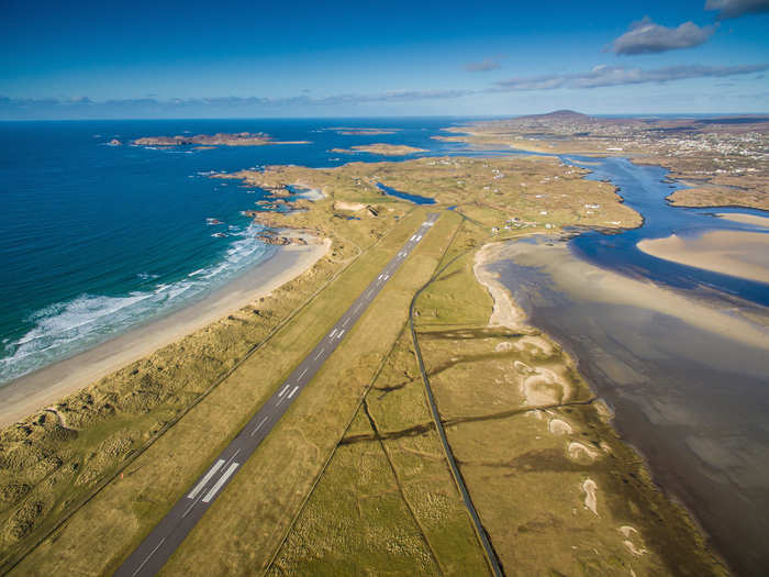 7. Donegal Airport, Ireland — The runway at Donegal Airport flanks the stunning coast of Carrickfinn in north west Ireland, treating passengers to breathtaking beach views from the plane window.