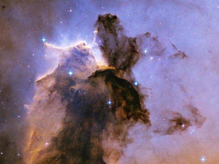 For its 15th birthday, the Hubble team again released several images. One of the most striking was this tower of gas and dust rising from the Eagle Nebula. The plume is 9.5 light-years long.