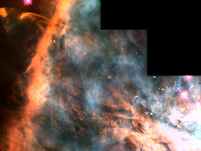 In 1994, Hubble captured this image of part of the Great Nebula in the Orion constellation, where stars are born. You can see the image is already sharper than previous years after astronauts first serviced the telescope in 1993.