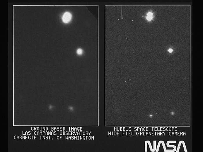 And finally, this was the first image Hubble ever took in space (on the right), what astronomers call "first light." Happy birthday, Hubble!