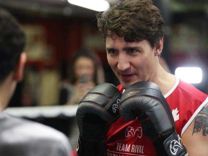 Trudeau showed off his Haida raven tattoo.