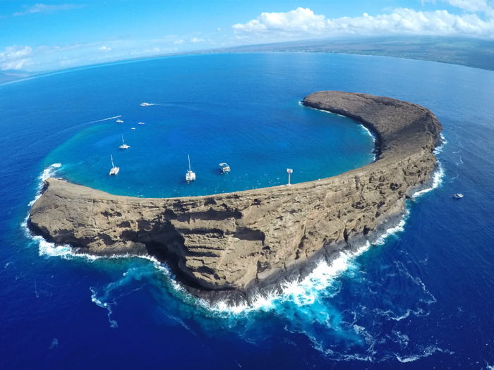 Molokini Crater is a tiny, crescent-shaped island off Maui