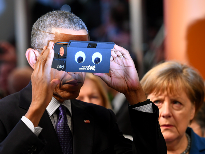 PHOTOS: Barack Obama geeked out with a virtual reality headset in Germany