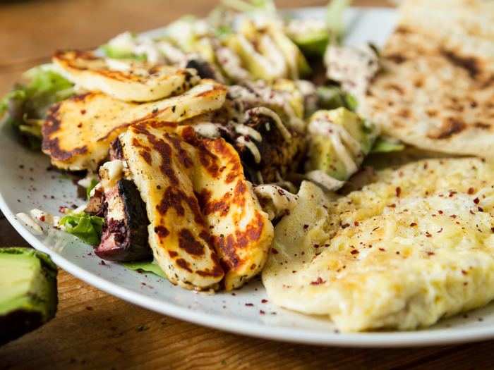 Halloumi is a semi-hard, unripened cheese made from a mixture of goat