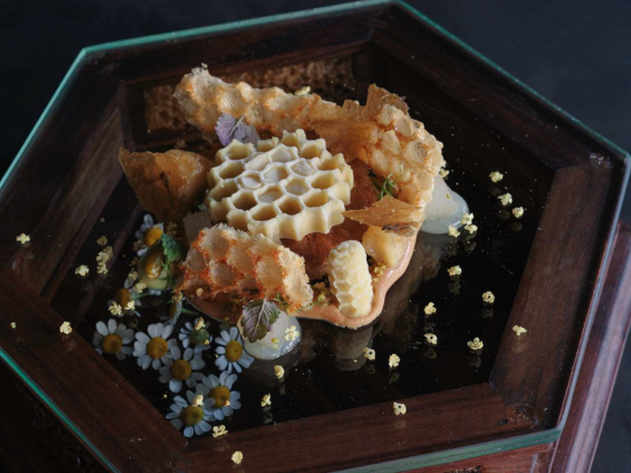 Every dish embodies the mood and bounty of the season. Summer dishes involve honeycomb and flowers, for example.