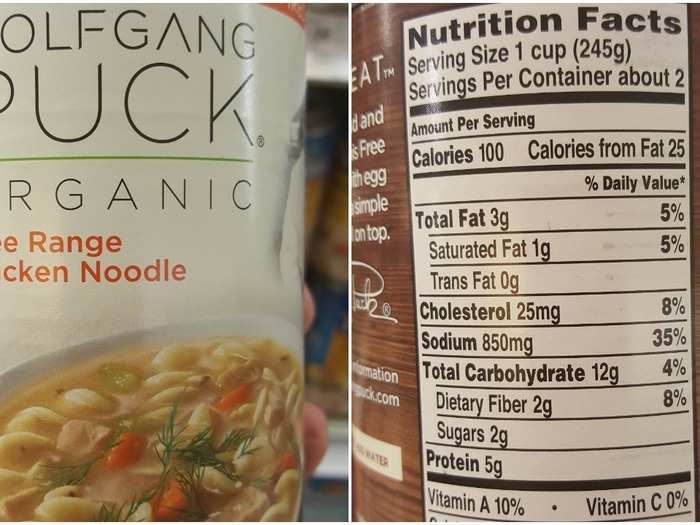 Wolfgang Puck Chicken Noodle: 850 mg