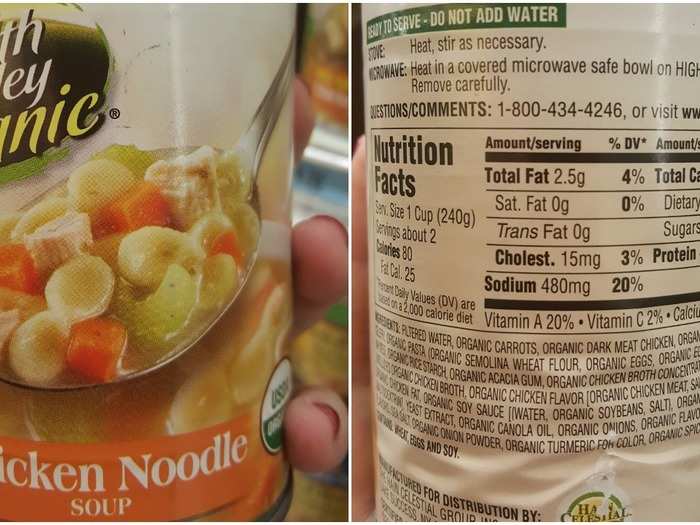 Health Valley Chicken Noodle: 480 mg