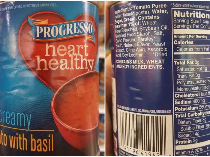 Progresso Heart Healthy Tomato: 480 mg