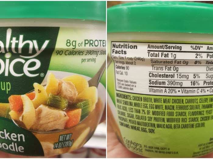 Healthy Choice Chicken Noodle: 390 mg