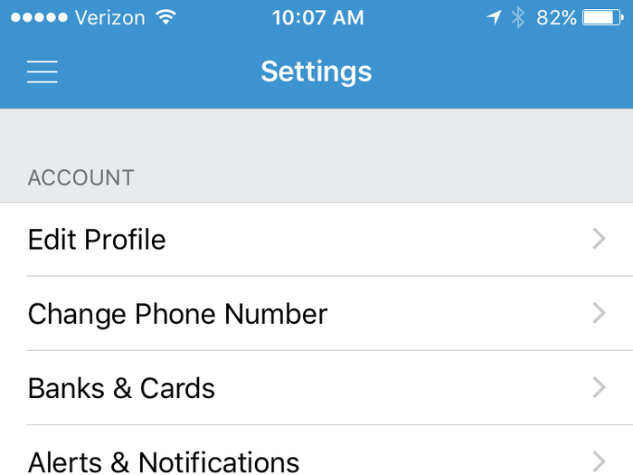 Moving back to "Settings," one of the things you might want to change is how your transactions are shared. One of the quirky features of Venmo is the "feeds," which show you how your friends and even people you don