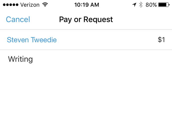 To request a payment, you use the same method as paying except you hit "request" instead of "pay."