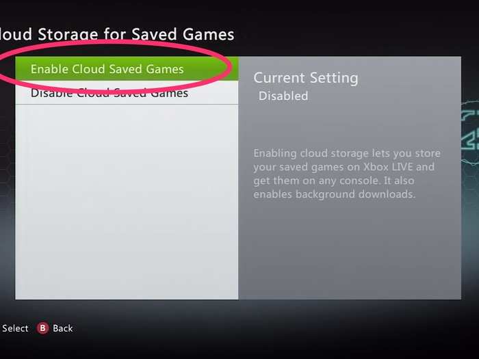 In order to make your Xbox 360 saves accessible on your Xbox One, you have to enable cloud saving on your Xbox 360. To do so, go to Settings —> System —> Storage —> Cloud Saved Games, and select "Enable."