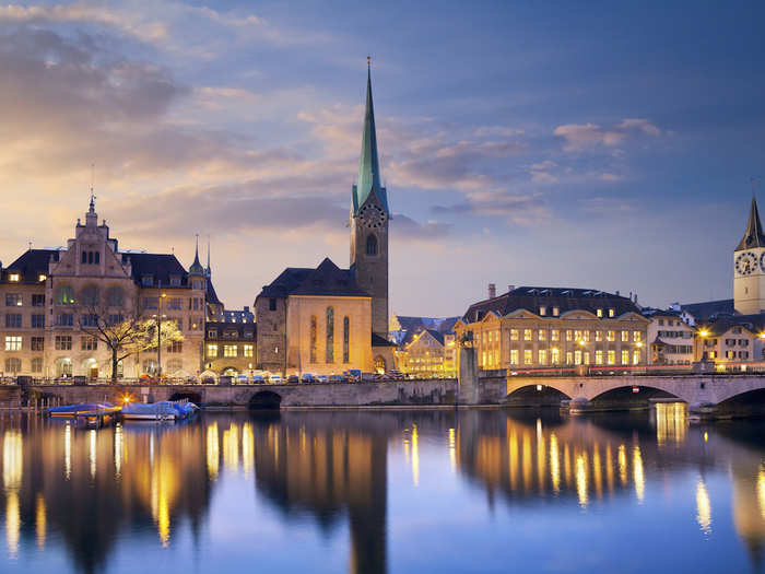 14. Zurich, Switzerland — Couples are drawn to this Swiss city for its old-world charm, scenic mountain and lake views, and arguably the best chocolate in Europe.