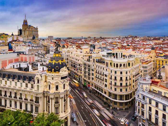 13. Madrid, Spain — Known for its manicured parks, colourful architecture, busy markets, and amazing tapas, the Spanish capital is ideal for culture-loving couples.