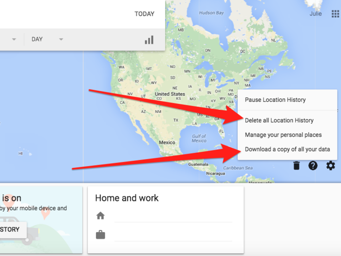 From here you can delete all of your location data, if you choose. But if you really want to see all the data Google has collected on you, click on "Download a copy of all your data." (You can also get to this download page from your "account settings" page. More on that, below.)