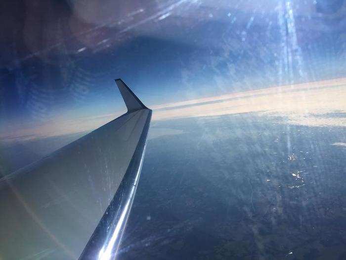 The jet quickly reached our cruising altitude of more than 30,000 ft.