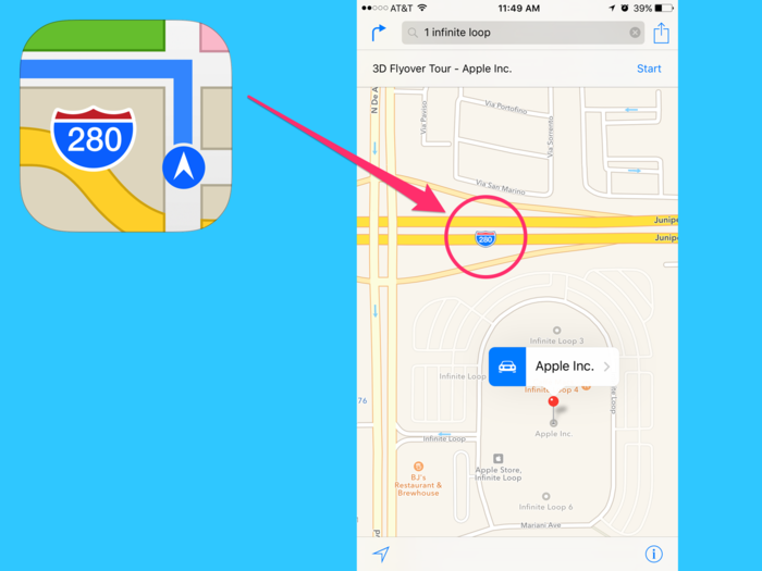 The "280" on the Apple Maps icon is the Interstate 280 that runs next to Apple