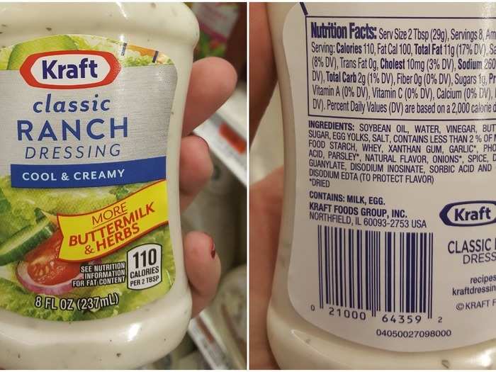 Kraft Ranch: 110 calories, 1 g sugar