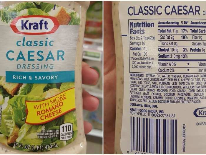 Kraft Caesar: 110 calories, 1 g sugar