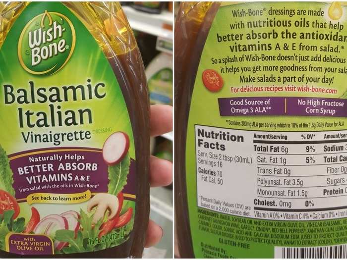 Wish Bone Balsamic Vinaigrette: 70 calories, 4 g sugar