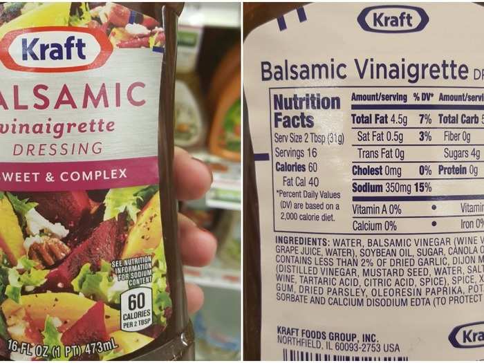 Kraft Balsamic Vinaigrette: 60 calories, 4 g sugar