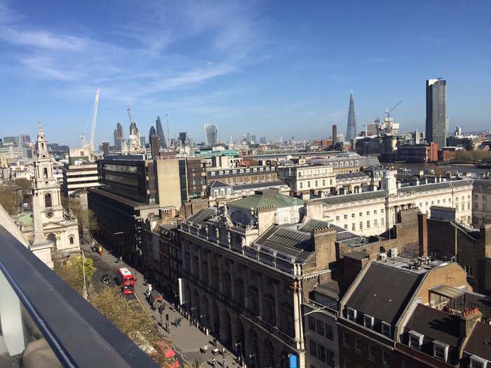 Radio Rooftop Bar, Strand — You might want to dress up for a drink at this upscale rooftop bar, which looks over the London skyline with buildings like the Shard, Heron Tower, and Walkie Talkie all lined up before you. Yelp recommends booking in advance as the place can fill up fast.