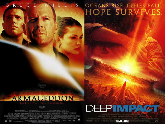 1998: The Earth was nearly destroyed in both "Armageddon" and "Deep Impact."