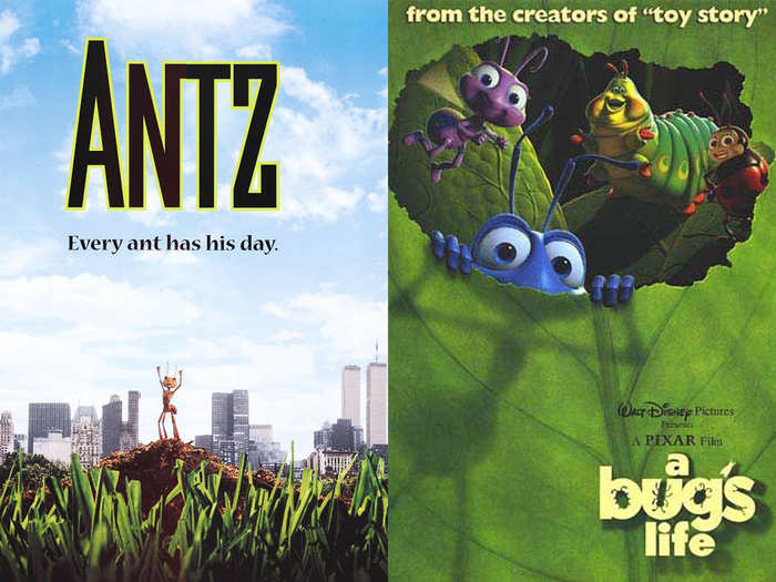 1998: "Antz" and "A Bugs Life" both follow life from an ant