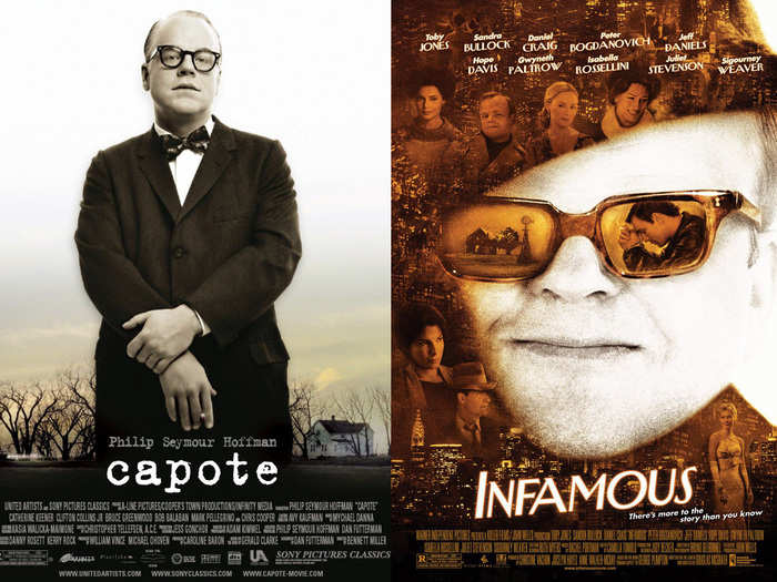 2005/2006: "Capote" and "Infamous" are both about the story of Truman Capote.