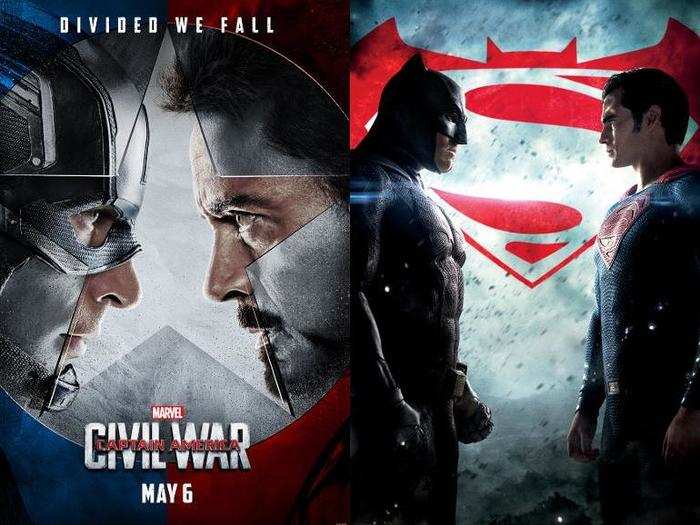2016: "Batman v Superman" and "Captain America: Civil War" will both pit legendary superheroes against each other in big brawls.