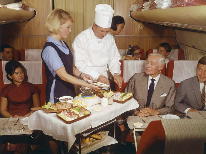 Fliers were also spoiled with a lavish spread including caviar, served up by the chef himself.