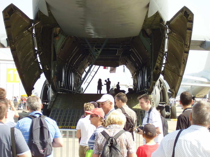 To ease on and off loading, the C-5 opens from the nose and the tail end.