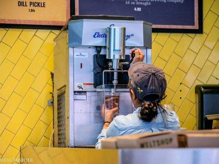 Because the space is small, you can watch just about everything be prepared; my Nutella milkshake is hand spun in front of me.