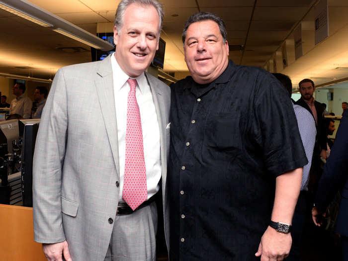 Sportscaster Michael Kay poses with actor Steve Schirripa.