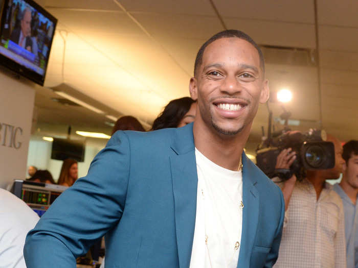 Football player Victor Cruz came by the charity day.