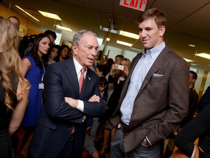 Michael Bloomberg chatted with Eli Manning.