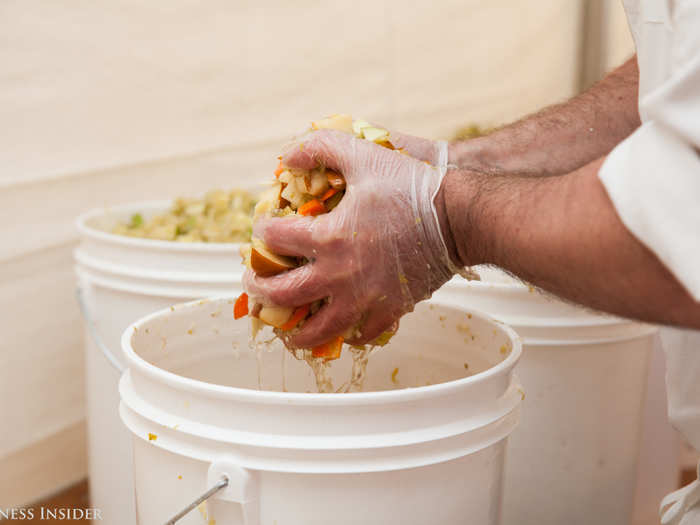 Every ingredient — including bread, vegetables, and fruit— that was incorporated into the meals during Feeding the 5,000 was salvaged from high-end restaurants.