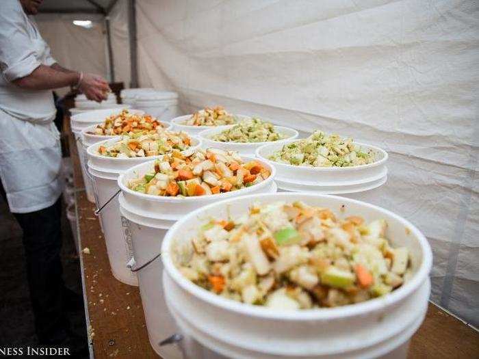 Popular New York restaurants Blue Hill, Almond, and Egg all participated. The food items were salvaged, cooked, and then given away to the public for free.