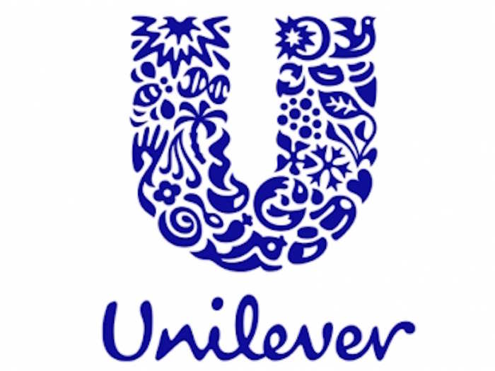 Unilever — The giant "U" in the Unilever logo is made up of icons which represent different aspects of the company