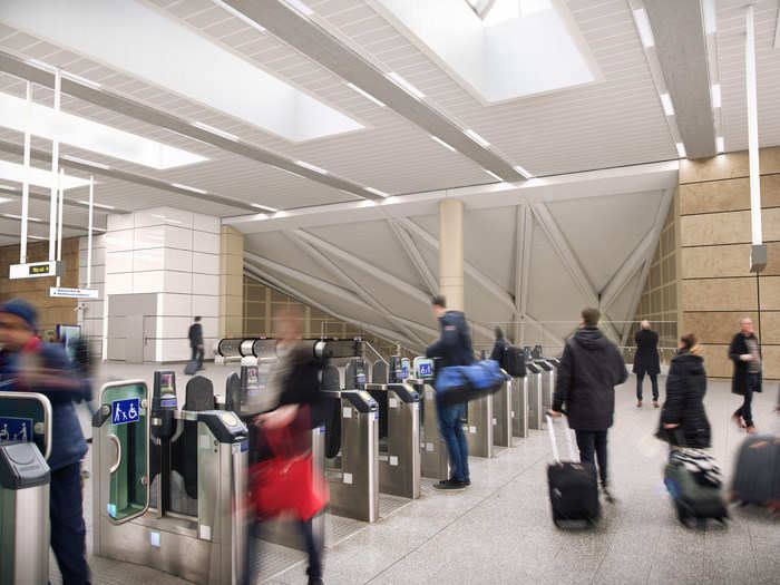 Ticketing centers are designed to move people more quickly. Crossrail is building multiple entrances for every station with ticket halls at each one.