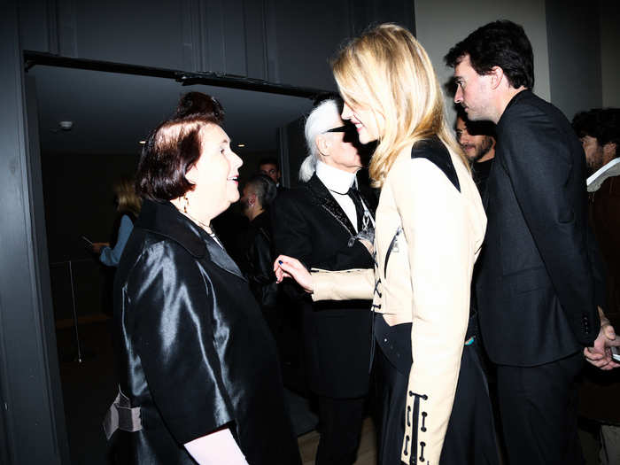 Sometimes Natalia attends events and celebrations in the fashion industry. Here she is at the opening of the Louis Vuitton Exhibition at Grand Palais in Paris with Suzy Menkes, Karl Lagerfeld and her boyfriend, Antoine Arnault.