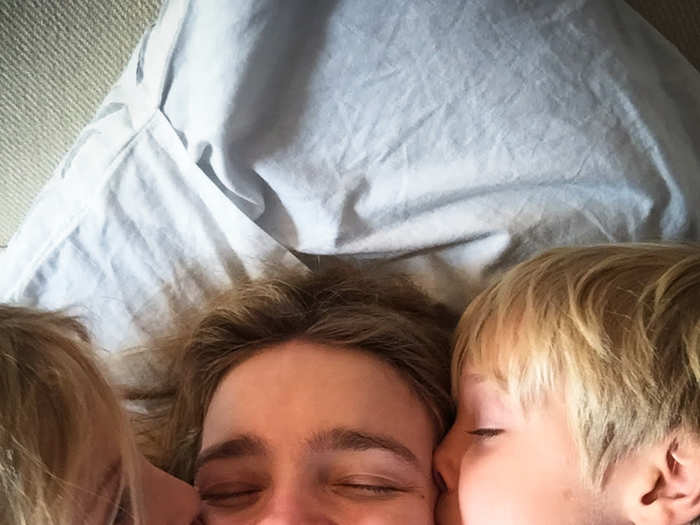 Just time for a goodnight selfie with the kids.