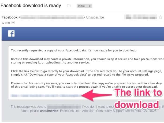 For me, it took 10 minutes before my download was ready. An email came to my inbox with a link to download the information. It does expire though so you need to download your data soon after.